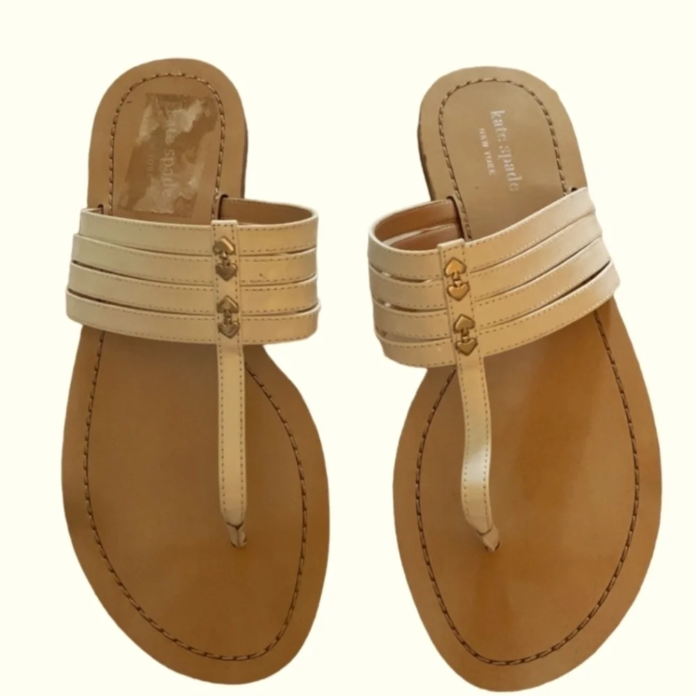 Kate Spade Sindy honey‎ sandals Patent Leather T-Strap Thong